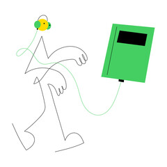 Canvas Print - An outline style illustration depicting online money