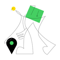 Canvas Print - An outline style illustration depicting online money