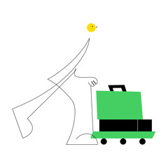 Canvas Print - An outline style illustration depicting online money