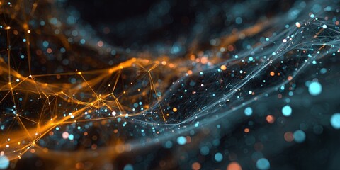 Wall Mural - Abstract Digital Background with Connecting Lines and Dots Representing Data Flow in a Technology Environment