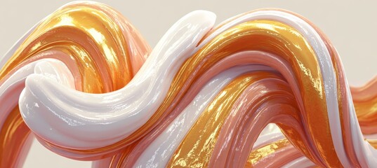 Canvas Print - Elegant Abstract Swirling Shapes with Smooth Transitions in Gold, Cream, Peach, and Pink Tones
