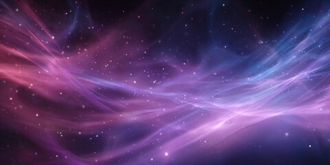 Wall Mural - Abstract background of pink and purple light beams shining through smoke with starry night sky in visual art design