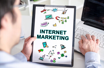 Wall Mural - Internet marketing concept on a clipboard