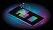 © kanesuan - Digital Device With Colorful User Interface Elements and Network Lines