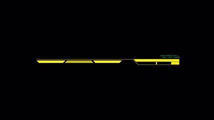 Wall Mural - Futuristic Yellow HUD Elements with Code Snippet on Black Background