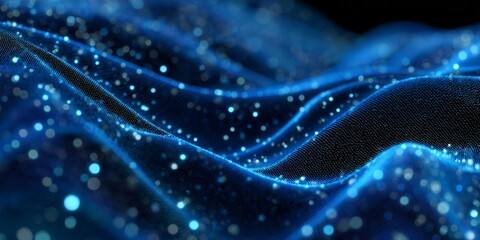 Wall Mural - Abstract Blue Wave Background with Dots and Sparkles, Perfect for Digital Design and Technology Themes
