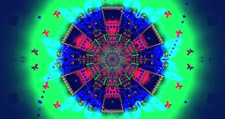 Wall Mural - Experience a dynamic visual journey with a seamless tunnel video loop filled with vibrant colors and intricate patterns. Ideal for enhancing any screensaver display.
