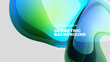 © antishock - Vibrant fluid shapes overlap, creating dynamic geometric background. Colors blendgreen, blue, tealover gray surface. Modern design element.