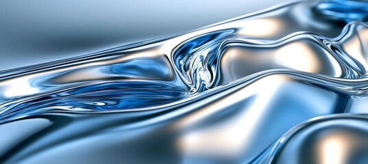 Canvas Print - Intricate Swirling Silver Pattern with Liquid Reflections and Abstract Chrome Texture Design
