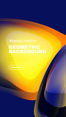 Wall Mural - Vibrant abstract design. Geometric shapes blend orange, blue hues. Modern background ideal for digital projects.