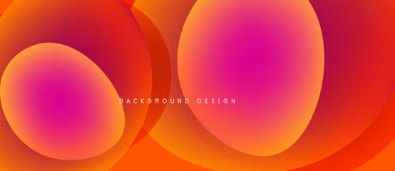Wall Mural - Abstract design features vibrant overlapping circles. Colors transition from orange, pink, magenta creating dynamic visual effect. Modern background.