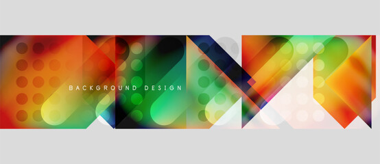 Wall Mural - Abstract geometric design. Vibrant colors blend, creating dynamic composition. Modern style suitable for backgrounds, presentations.