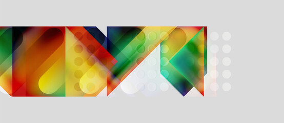 Wall Mural - Abstract colorful design. Geometric shapes overlap, creating vibrant visual effect. White background emphasizes bright hues.