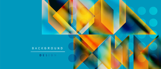 Wall Mural - Abstract geometric shapes overlap. Vibrant colors blend, creating dynamic visual texture. Modern design elements suggest innovation, energy.