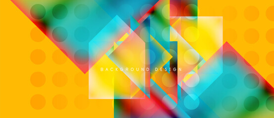 Wall Mural - Abstract vibrant design features geometric shapes, colorful gradients, dots. Modern background perfect for digital projects, presentations.