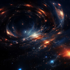 Wall Mural - Galaxy with many bright stars and a glowing nebula. Astronomical background