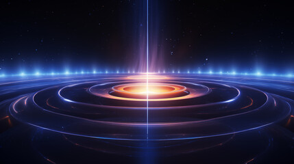 Wall Mural - Colorful abstract light tunnel with radiant glow leading to a bright light burst