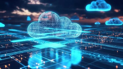 Wall Mural - Futuristic Digital Cloud Technology Concept with Data Flow and Networking Visualization in a Virtual Environment