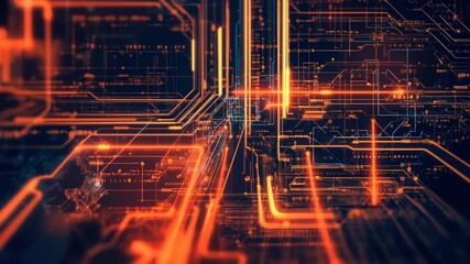 Wall Mural - Futuristic Cyber Technology Background with Neon Lines, Circuit Patterns, and Abstract Data Visualization Concepts for Digital Art and Design Projects