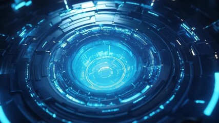 Wall Mural - Futuristic Technology Interface with Glowing Blue Elements and Circular Design for Modern Digital Applications and Advanced User Experiences