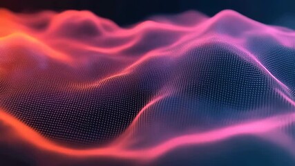 Wall Mural - Abstract digital landscape with flowing waves of colorful light, representing sound waves or data visualization in a stunning 3D effect