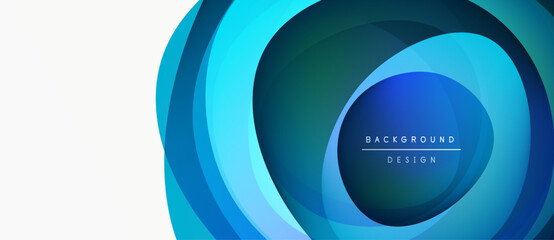 Wall Mural - Abstract circular layers, blue hues, gradient effect. Modern design element for backgrounds, presentations, digital art. Minimalist style.