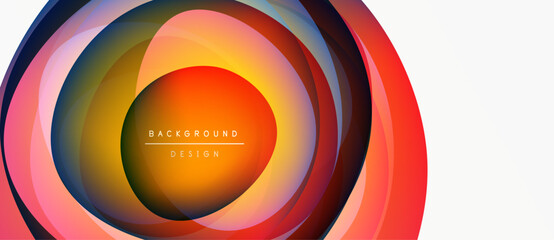 Wall Mural - Abstract concentric circles, vibrant colors blend. Modern design element, suitable background texture. Minimalist aesthetic, dynamic composition.