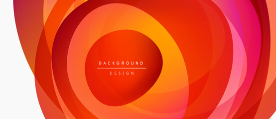Wall Mural - Abstract circular layers, vibrant orange, red hues. Modern design element, suitable background texture. Minimalist aesthetic, dynamic composition.