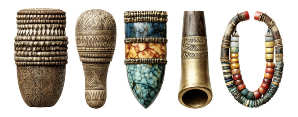 Wall Mural - Unique Ethnic Jewelry and Accessories Displayed on Transparent Background