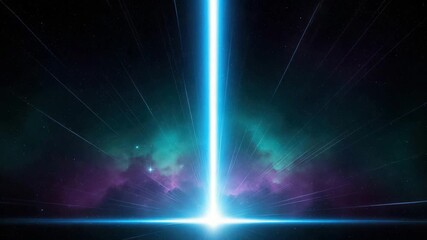 Wall Mural - Beam of light shooting through space, creating a cosmic and futuristic atmosphere with stars and nebula background