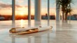 © JoxyAimages - Two classy pens rest on a polished wooden desk, capturing the serene beauty of a sunset through large windows in a sophisticated office setting, evoking elegance and productivity.