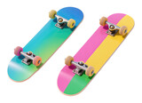 Colorful Skateboard Designs with Transparent Background, Neon 3D Realism Asset