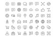 © Gabriel - Set of Minimalist Social Media and Technology Icons, Network, Communication, Location, Cloud Upload, Camera, Music, Shopping, Settings Symbols for Interface Design