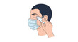 © Seddy - Man in face mask measures temperature with a non-contact digital thermometer. Health screening, fever check, disease prevention, and safety measures during a pandemic concept.