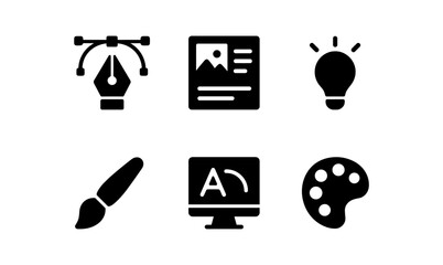 Creative design icons set: tools for modern digital art and graphic design