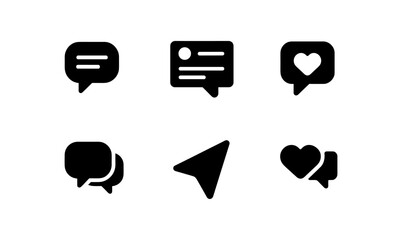 Wall Mural - Simple black chat and social media icons set for modern digital design