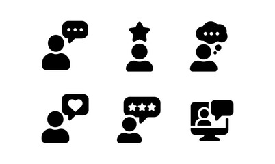 Minimalist communication icons featuring chat, feedback, and online interaction symbols