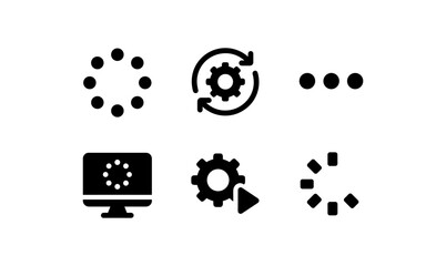 Wall Mural - Loading icons collection: black and white technology symbols for ui design