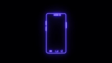 Glowing neon Smartphone icon isolated mobile phone icon isolated on Rotate mobile phone icon animation. Device rotation symbol on