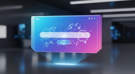 Holographic search interface futuristic ui design for web search and digital content exploration online now