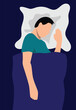 © Eugen - Man Sleeping in Bed Flat Style Top View. People and nighttime rest vector art
