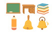 © 123levit - Flat style school supplies icons with classroom objects and learning tools
