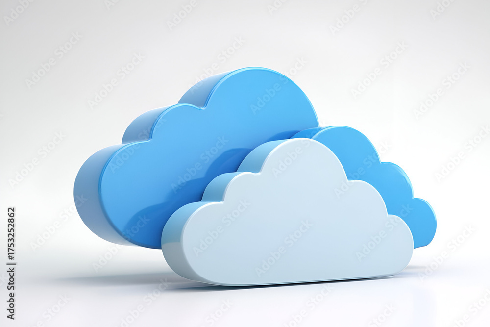 Stylized blue clouds representing cloud computing and digital storage ...