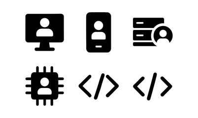 Modern user interface icons for digital identity and coding
