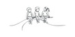 © Maestro - Three children holding hands in continuous line drawing style