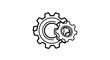 © ZAENAL - Two interlocking gears, one larger and one smaller, depicted in a simple line drawing.