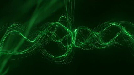 Wall Mural - seamlessly looping animation of smooth, flowing emerald green light trails creating organic abstract