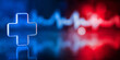 © Zanna - Red and blue glowing medical cross  on dark background, modern emergency healthcare concept with copy space. Perfect for medical websites, first aid posters, hospital branding, or healthcare banner