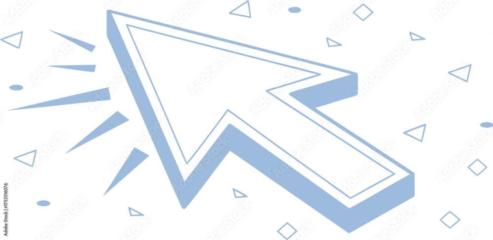 Blue computer mouse cursor click icon with geometric shapes, digital ...