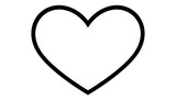A simple outline of a heart shape, thick black lines with a white background. It is a classic symbol of love and affection